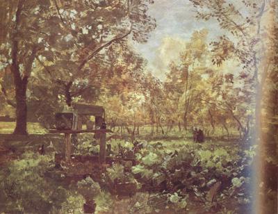 Jakob Emil Schindler Peasant Garden at Goisern (nn02) Germany oil painting art